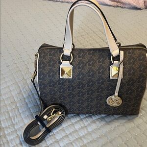 Michael Kora Designer Brown and Cream Handbag